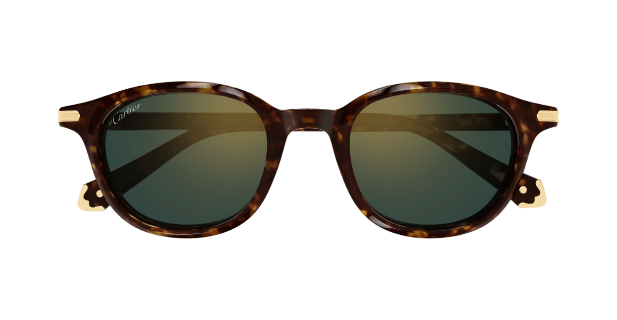 Cartier CT0584S 002 Rahmenlose Luxus-Sonnebrille in Braun mit grünen Gläsern