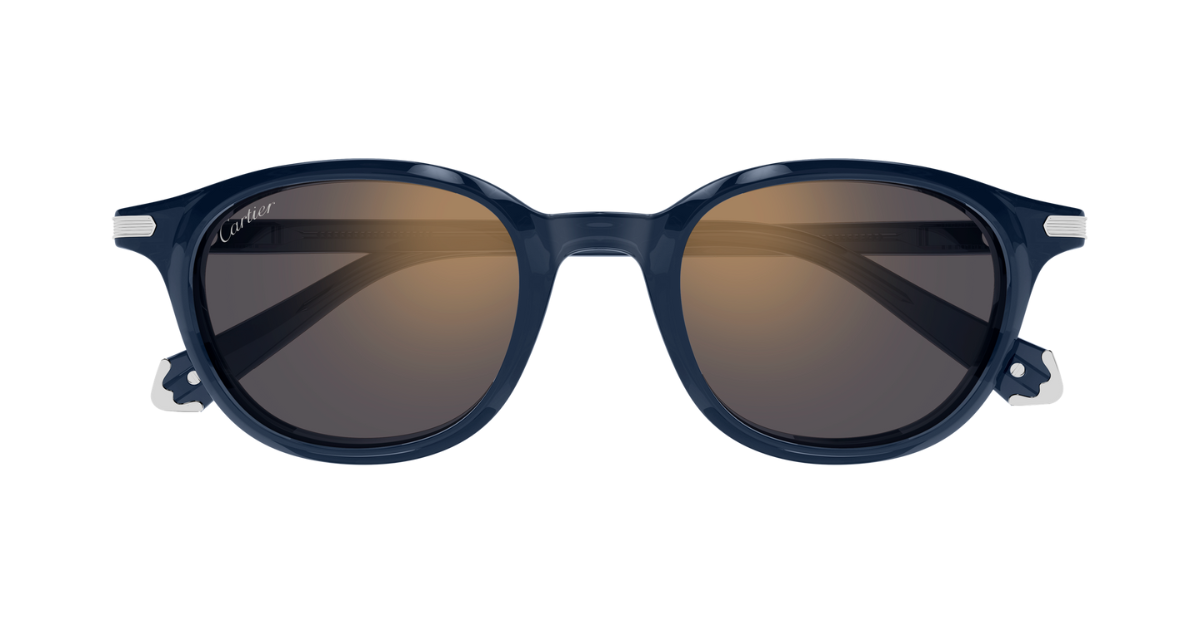 Cartier CT0584S 003 Rahmenlose Luxus-Sonnebrille in Blau mit grünen Gläsern