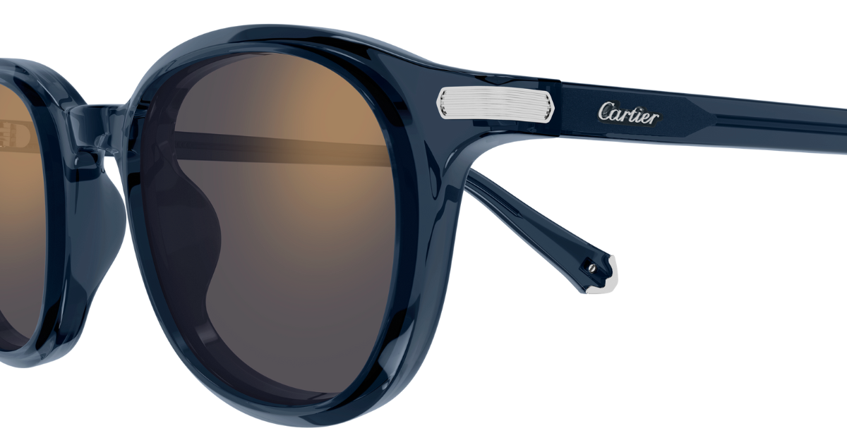 Cartier CT0584S 003 Rahmenlose Luxus-Sonnebrille in Blau mit grünen Gläsern