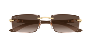 Cartier CT0582S 003 Rahmenlose Luxus-Sonnebrille in Gold mit braunen Gläsern