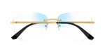 Cartier CT0254S 001 Rahmenlose Luxus-Sonnebrille in Gold mit blauen verspiegelten Gläsern