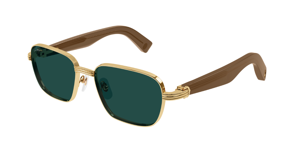 Cartier CT0538S 002 Rahmenlose Luxus-Sonnebrille in gold mit grünen verspiegelten Gläsern