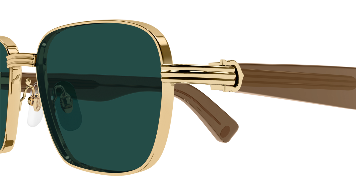 Cartier CT0538S 002 Rahmenlose Luxus-Sonnebrille in gold mit grünen verspiegelten Gläsern