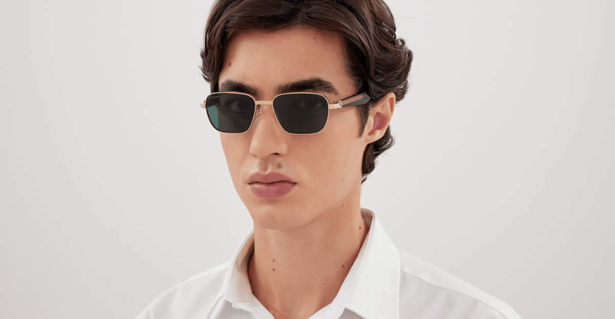 Cartier CT0538S 002 Rahmenlose Luxus-Sonnebrille in gold mit grünen verspiegelten Gläsern