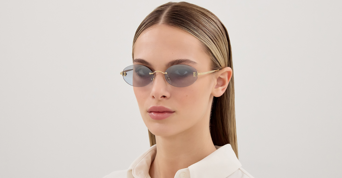 Cartier CT0592S 004 Rahmenlose Luxus-Sonnebrille in Gold mit grünen Gläsern