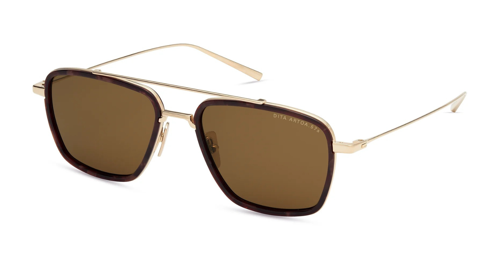DITA Artoa.57x A-01 | White Gold - Desert Abalone Luxussonnenbrille in Gold mit braunen Gläsern