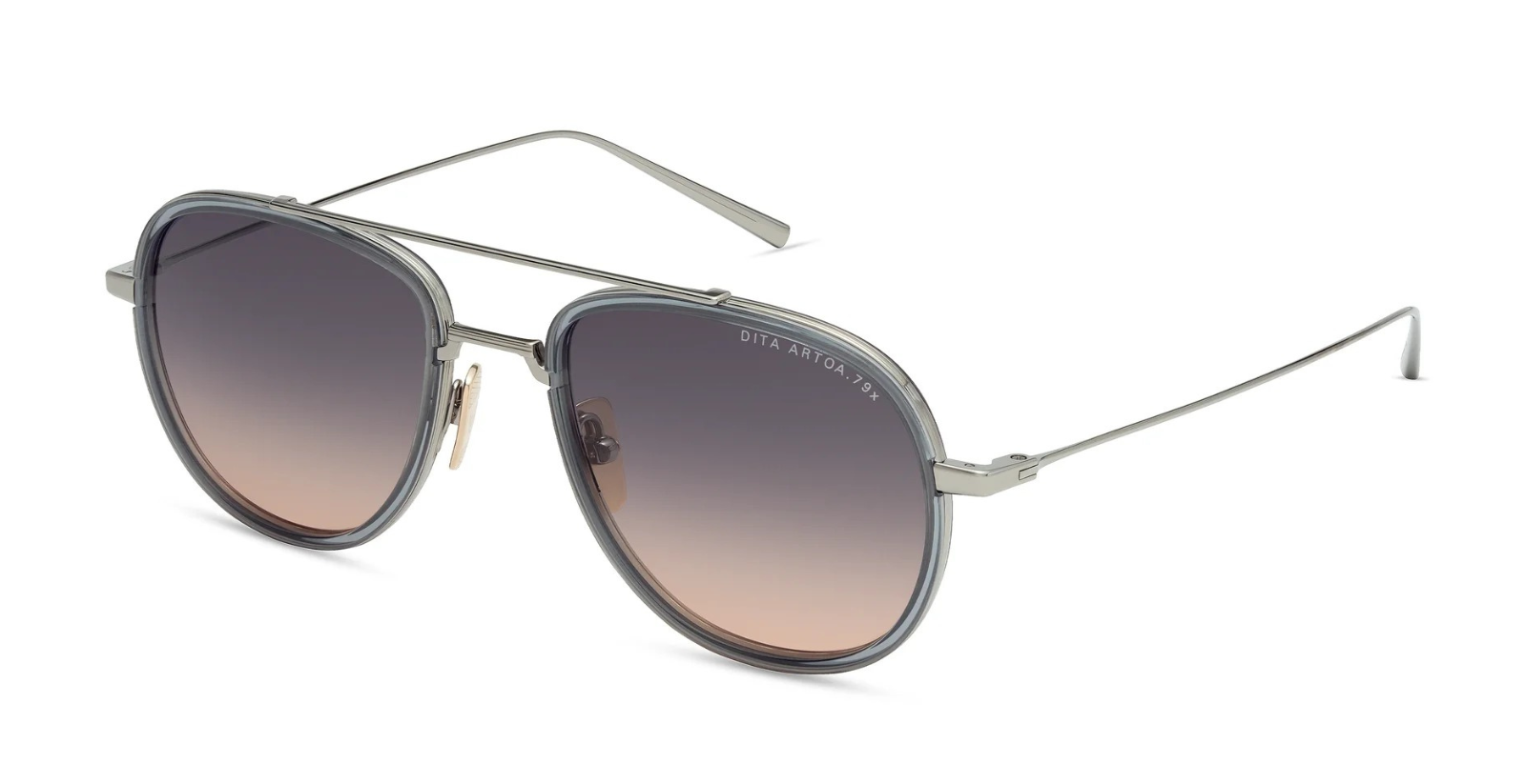 DITA Black Palladium - Morning Fog A-02 Luxussonnenbrille in Silber mit grauen Gläsern