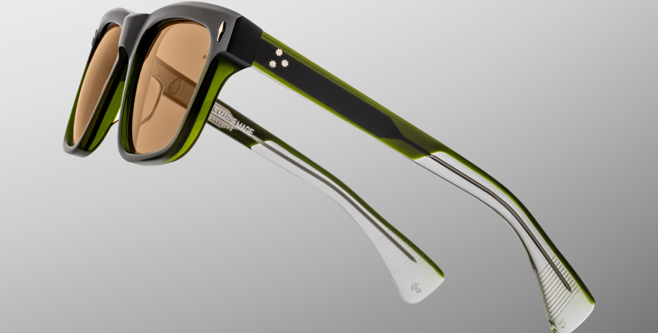 Jacques Marie Mage Lankaster Borneo - Luxussonnenbrille mit schwarzem Rahmen und grünen Gläsern