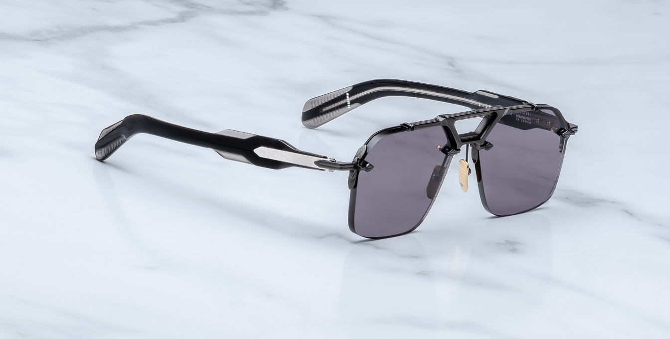 Jacques Marie Mage Silverton Raven Luxussonnenbrille in Silber mit grauen Gläsern