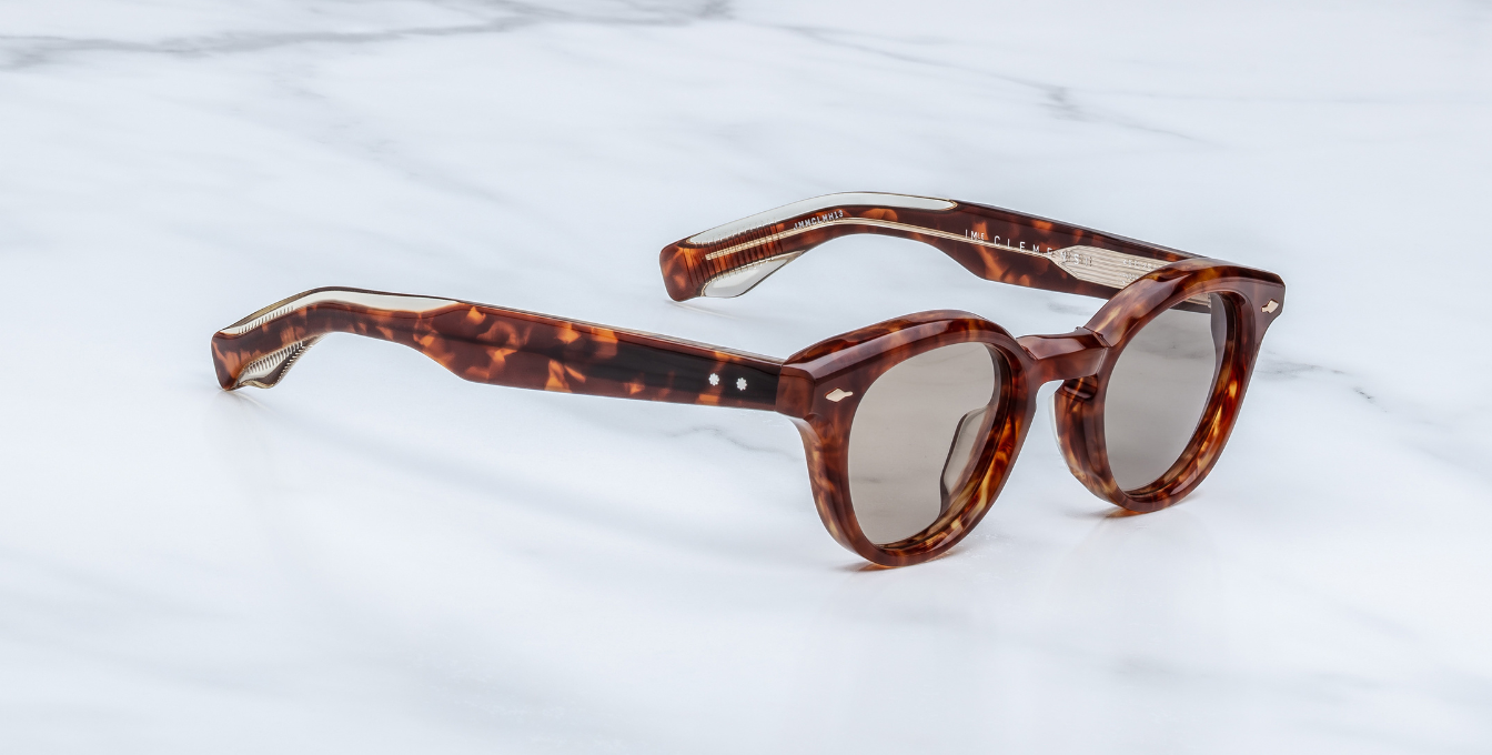 Jacques Marie Mage Clemens Honeycomb - Luxussonnenbrille, handgemacht in Japan mit braunem Bügel und braunen Gläsern