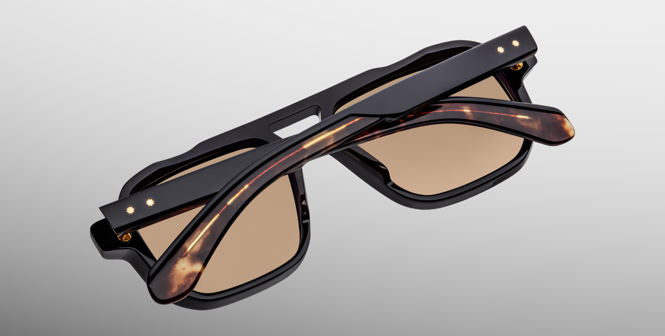 Jacques Marie Mage Evans Noir 15 - Luxussonnenbrille in Schwarz mit braunen Gläsern, handgefertigt in Japan