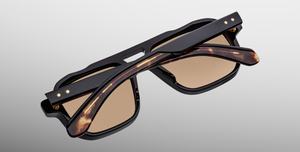 Jacques Marie Mage Evans Noir 15 - Luxussonnenbrille in Schwarz mit braunen Gläsern, handgefertigt in Japan