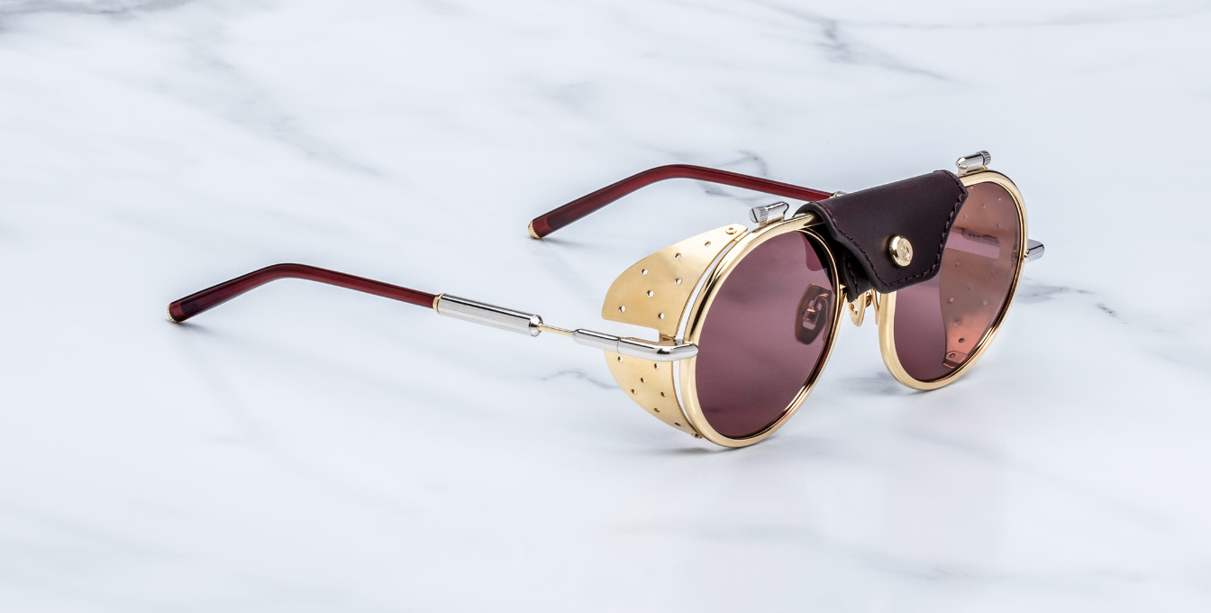 Jacques Marie Mage Ann Sonnenbrille in Glacier in Gold - limitierte, handgefertigte Luxusbrille 