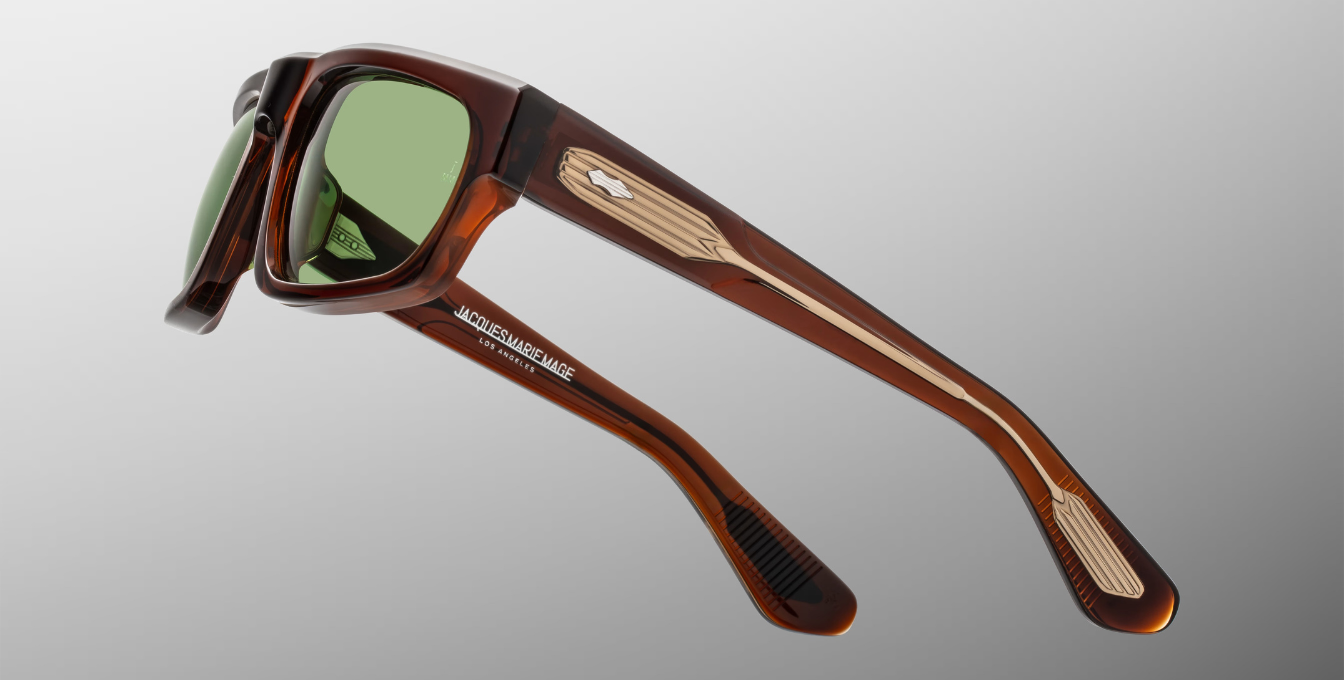 Jacques Marie Mage - Muhammed Ali Kollektion - Eckige Louisville Zoltar Sonnenbrille in Braun - limitierte, handgefertigte Luxusbrille aus Japan