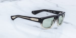 Jacques Marie Mage - Muhammed Ali Kollektion - Eckige Louisville Black Fade Sonnenbrille in Schwarz und Beige - limitierte, handgefertigte Luxusbrille aus Japan