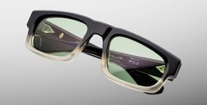 Jacques Marie Mage - Muhammed Ali Kollektion - Eckige Louisville Black Fade Sonnenbrille in Schwarz und Beige - limitierte, handgefertigte Luxusbrille aus Japan