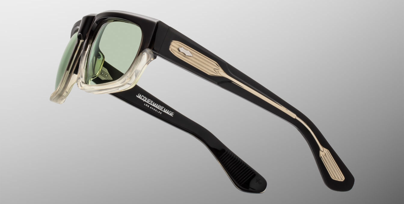 Jacques Marie Mage - Muhammed Ali Kollektion - Eckige Louisville Black Fade Sonnenbrille in Schwarz und Beige - limitierte, handgefertigte Luxusbrille aus Japan