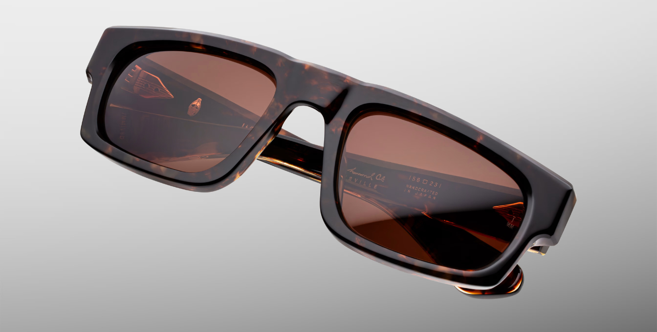Jacques Marie Mage - Muhammed Ali Kollektion - Eckige Louisville Agar Sonnenbrille in Braun - limitierte, handgefertigte Luxusbrille aus Japan