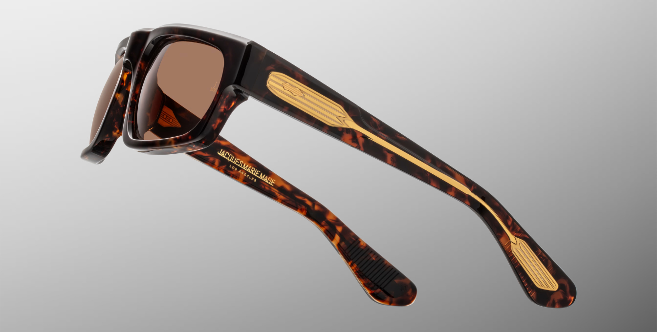 Jacques Marie Mage - Muhammed Ali Kollektion - Eckige Louisville Agar Sonnenbrille in Braun - limitierte, handgefertigte Luxusbrille aus Japan