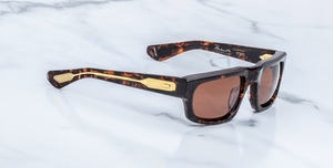 Jacques Marie Mage - Muhammed Ali Kollektion - Eckige Louisville Agar Sonnenbrille in Braun - limitierte, handgefertigte Luxusbrille aus Japan