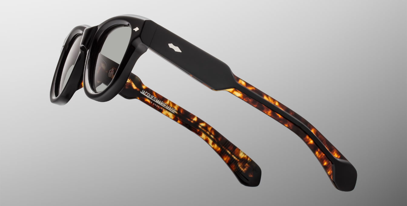 Jacques Marie Mage - Muhammed Ali Kollektion - Runde Kinshansa Noir Sonnenbrille in Schwarz - limitierte, handgefertigte Luxusbrille aus Japan