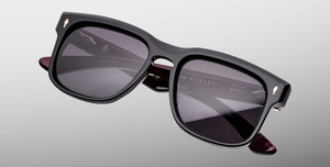 Jacques Marie Mage Wesley Bloodstone - Luxus-Sonnenbrille handgefertigt in Japan mit schwarzem Rahmen und schwarzen Gläsern in Eckig