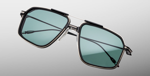 Jacques Marie Mage Jagger Paon Sonnenbrille in Matt Schwarz - limitierte, handgefertigte Luxusbrille in Eckig