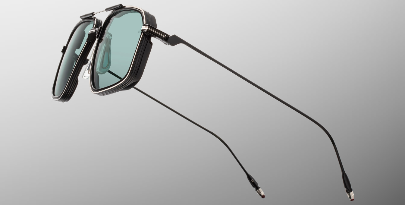 Jacques Marie Mage Jagger Paon Sonnenbrille in Matt Schwarz - limitierte, handgefertigte Luxusbrille in Eckig
