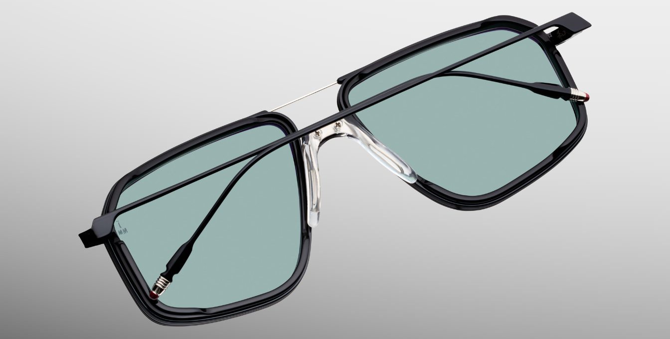 Jacques Marie Mage Jagger Paon Sonnenbrille in Matt Schwarz - limitierte, handgefertigte Luxusbrille in Eckig
