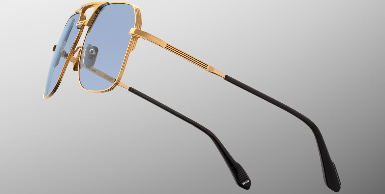 Jacques Marie Mage 1980 Stanley Kubrick Kollektion in Ciel - limitierte, handgefertigte Luxusbrille in Aviator Form