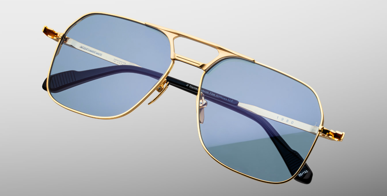 Jacques Marie Mage 1980 Stanley Kubrick Kollektion in Ciel - limitierte, handgefertigte Luxusbrille in Aviator Form