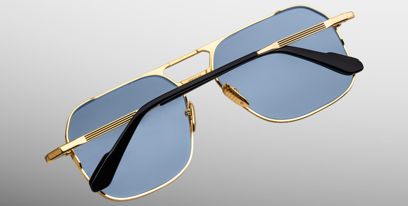 Jacques Marie Mage 1980 Stanley Kubrick Kollektion in Ciel - limitierte, handgefertigte Luxusbrille in Aviator Form