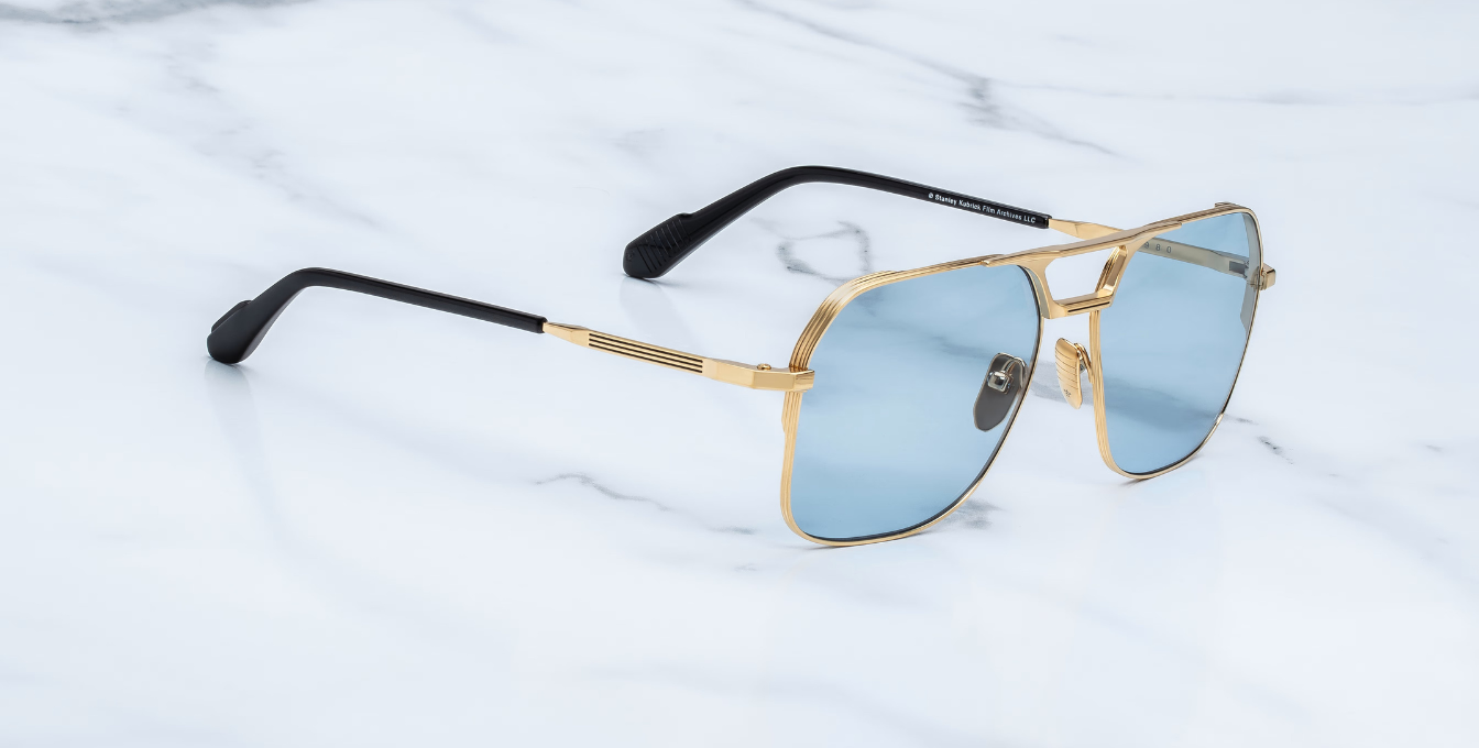 Jacques Marie Mage 1980 Stanley Kubrick Kollektion in Ciel - limitierte, handgefertigte Luxusbrille in Aviator Form