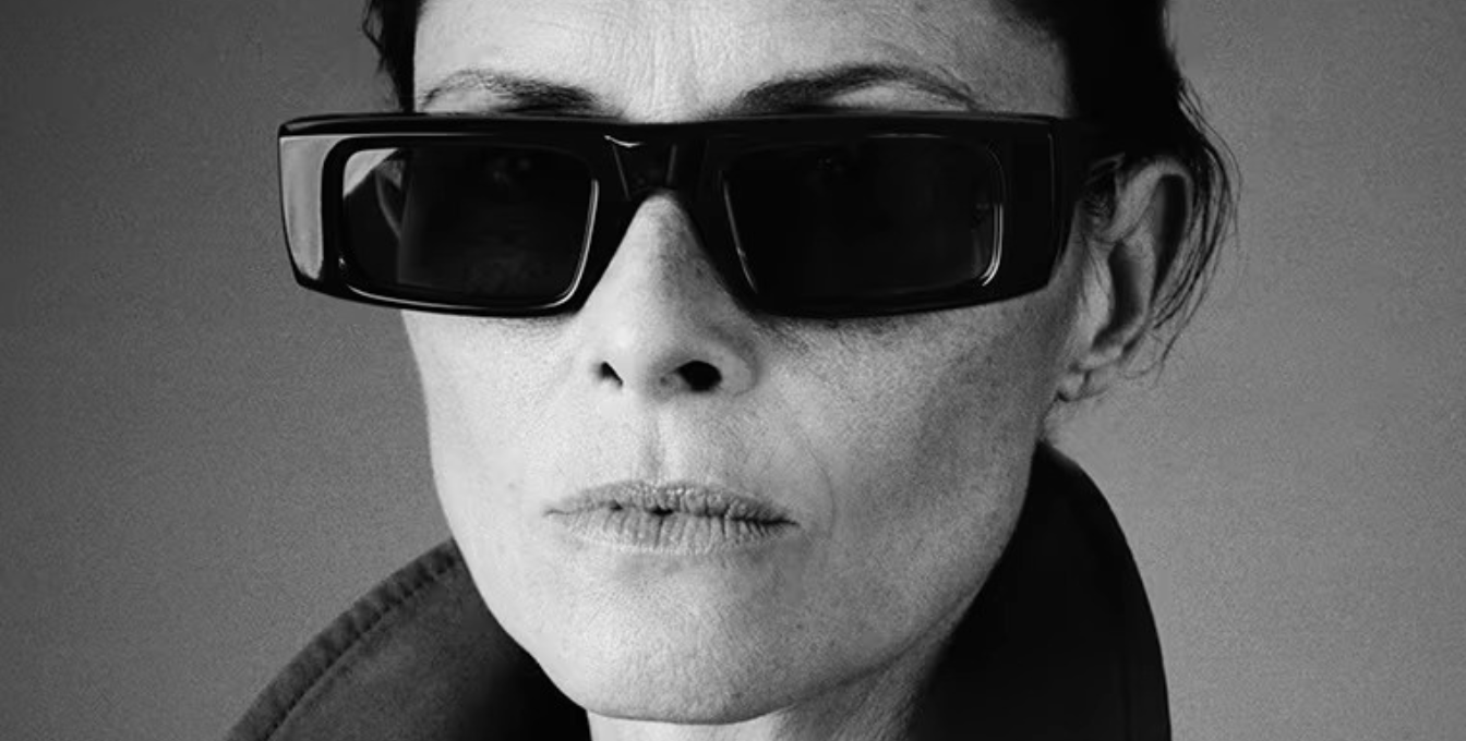Jacques Marie Mage Rimbaud Beau - Eckige Luxussonnenbrille mit braunem Rahmen und lila Gläsern
