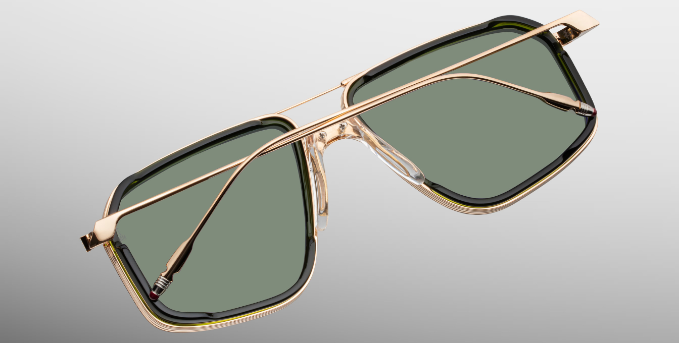 Jacques Marie Mage Jagger Cypress Sonnenbrille in Gold - limitierte, handgefertigte Luxusbrille in Aviator Form 