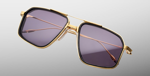 Jacques Marie Mage Jagger Ebony Sonnenbrille in Gold - limitierte, handgefertigte Luxusbrille in Aviator Form