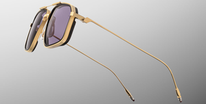 Jacques Marie Mage Jagger Ebony Sonnenbrille in Gold - limitierte, handgefertigte Luxusbrille in Aviator Form
