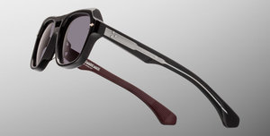Jacques Marie Mage Tamerlis Argyle - Luxus-Sonnenbrille handgefertigt in Japan mit eckigen schwarzem Rahmen und schwarzen Gläsern