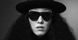 Jacques Marie Mage Tamerlis Argyle - Luxus-Sonnenbrille handgefertigt in Japan mit eckigen schwarzem Rahmen und schwarzen Gläsern