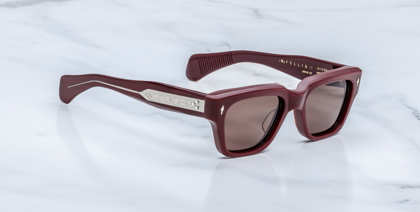 Jacques Marie Mage Fellini Bordeaux Empire Sonnenbrille in Rot - limitierte, handgefertigte Luxusbrille 