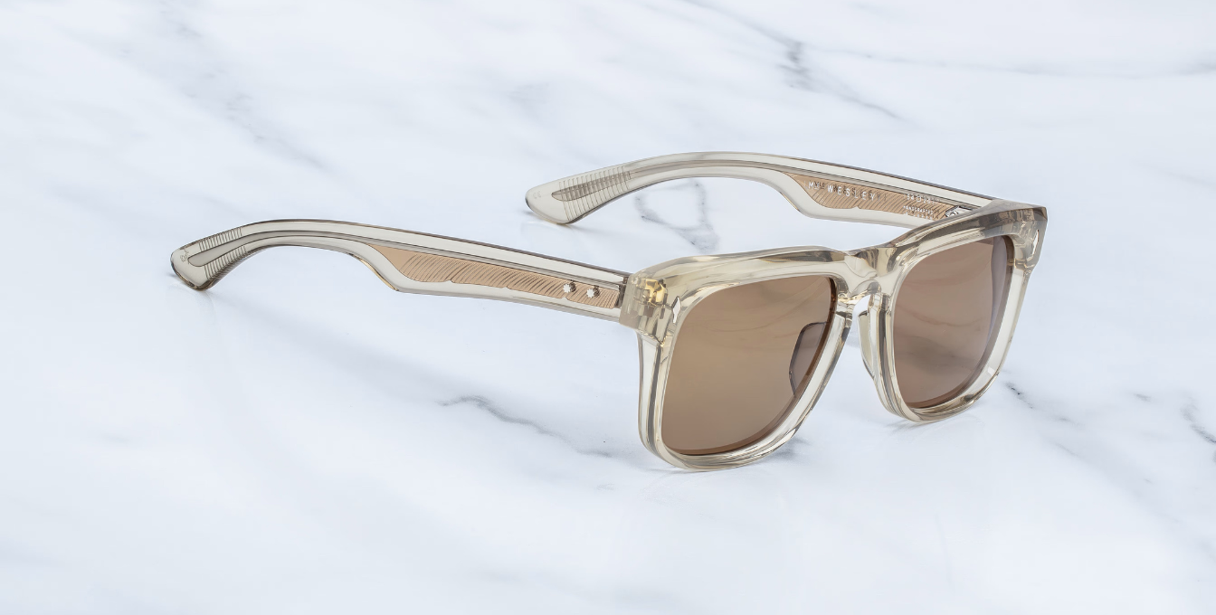 Jacques Marie Mage Wesley Marzipan - Luxus-Sonnenbrille handgefertigt in Japan mit beigen Rahmen und braunen Gläsern