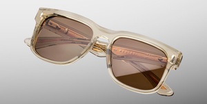 Jacques Marie Mage Wesley Marzipan - Luxus-Sonnenbrille handgefertigt in Japan mit beigen Rahmen und braunen Gläsern