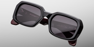 Jacques Marie Mage Aldo Bloodstone - Luxus-Sonnenbrille handgefertigt in Japan mit schwarzem Rahmen und schwarzen Gläsern