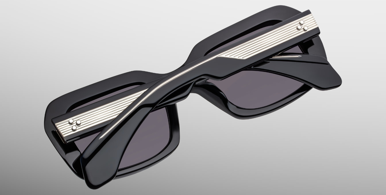 Jacques Marie Mage Aldo Bloodstone - Luxus-Sonnenbrille handgefertigt in Japan mit schwarzem Rahmen und schwarzen Gläsern