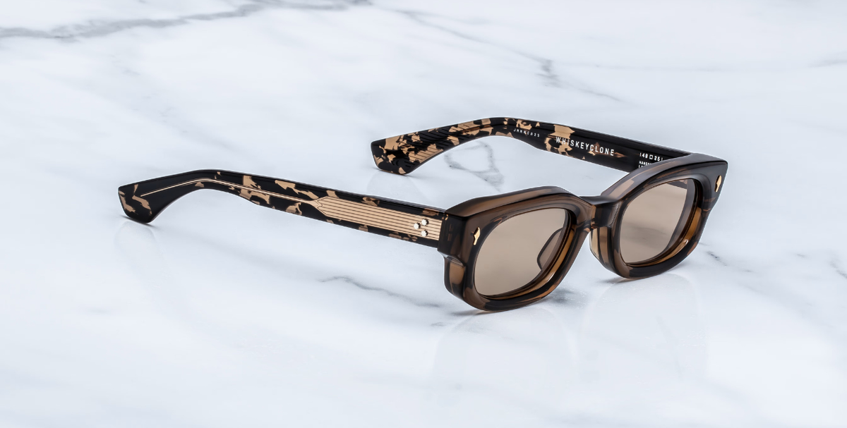 Rechteckige Jacques Marie Mage Whiskeyclone Tawny - Luxussonnenbrille mit braunem Rahmen und braunen Gläsern