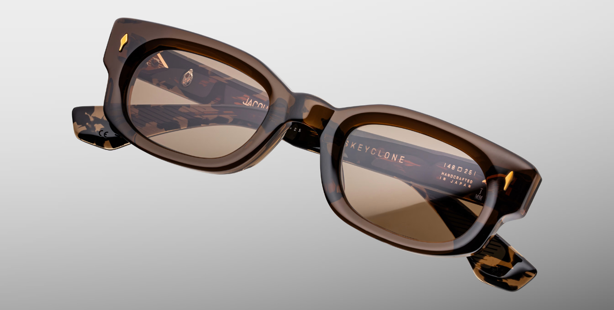 Rechteckige Jacques Marie Mage Whiskeyclone Tawny - Luxussonnenbrille mit braunem Rahmen und braunen Gläsern