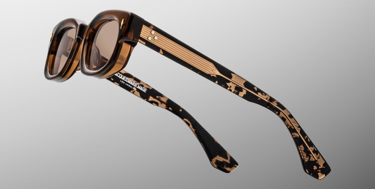 Rechteckige Jacques Marie Mage Whiskeyclone Tawny - Luxussonnenbrille mit braunem Rahmen und braunen Gläsern