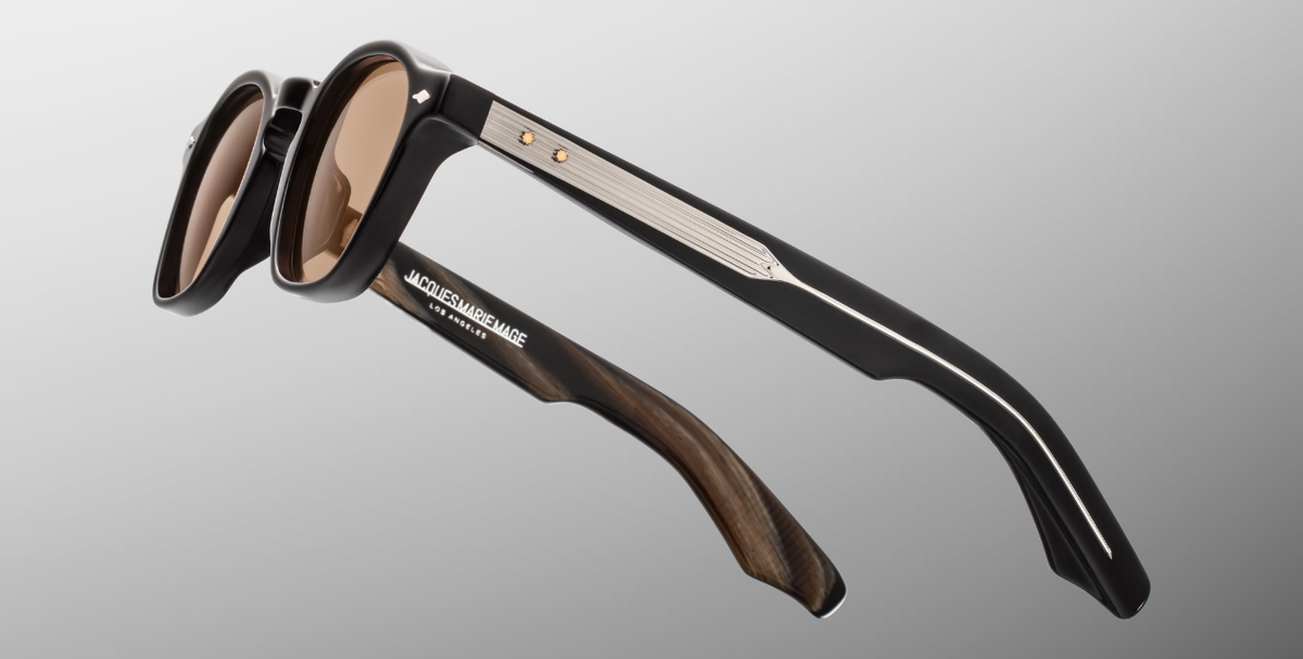 Runde Jacques Marie Mage Zephirin Brun Sonnenbrille in Schwarz - limitierte, handgefertigte Luxusbrille aus Japan