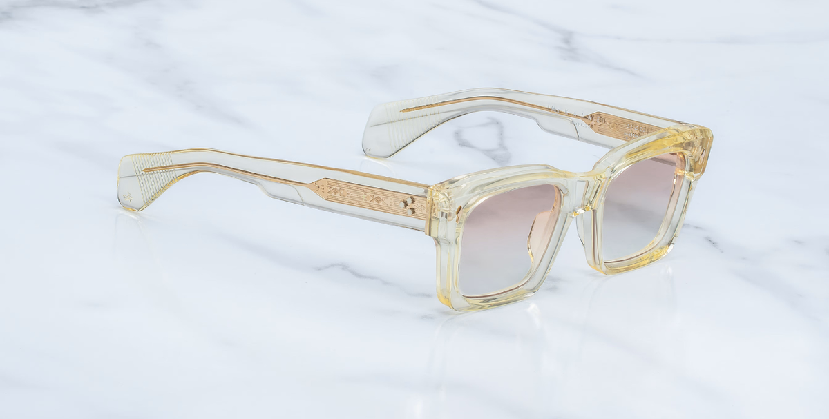 Eckige Jacques Marie Mage Kaine | Photochromic | Halo - Luxussonnenbrille mit beigem Rahmen und photochromen braunen Gläsern