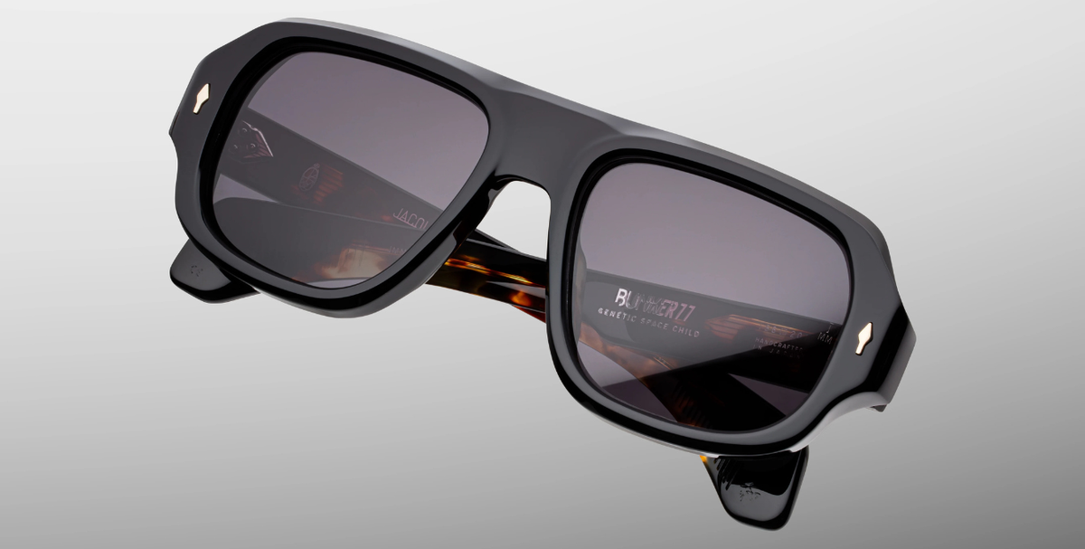 Rechteckige Jacques Marie Mage - Genetic Space Child | Bunker77 | Noir - Luxussonnenbrille mit schwarzem Rahmen und schwarzen Gläsern